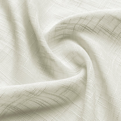 2 Short Linen-Look Sheer Curtains with Rod Pocket for Kitchen Bathroom Window