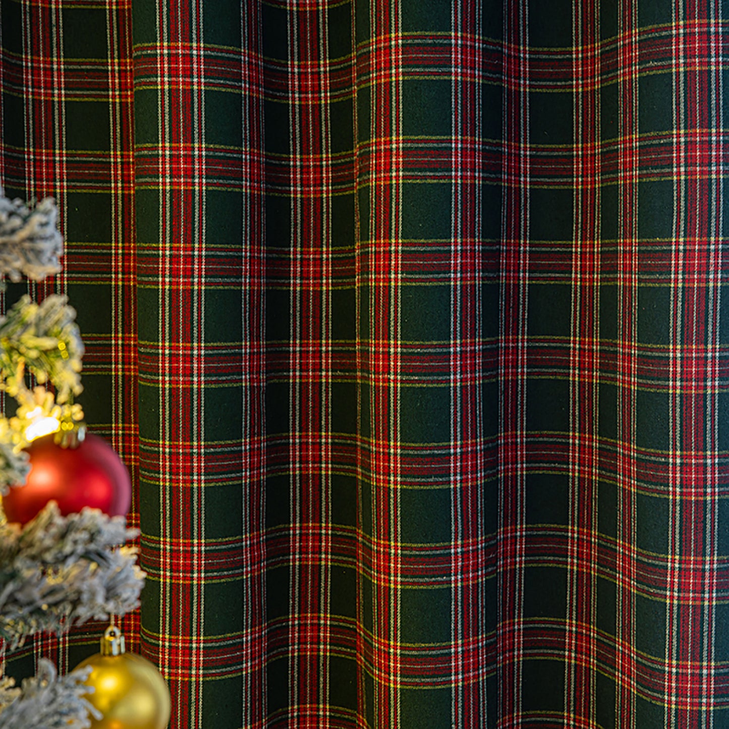 Rideau de Noël à carreaux · Rouge Vert · Style vintage