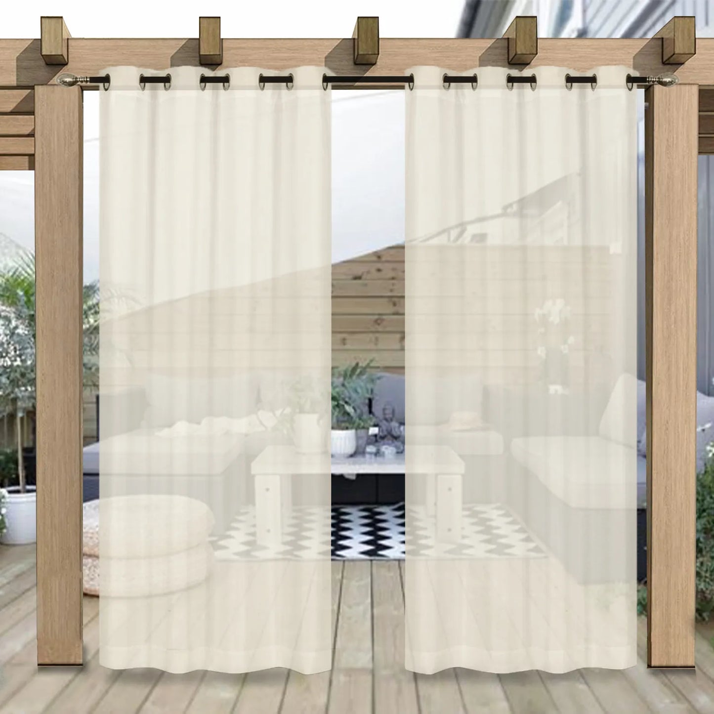 Wasserabweisende Outdoor Voile Gardine nach Maß · Larevia