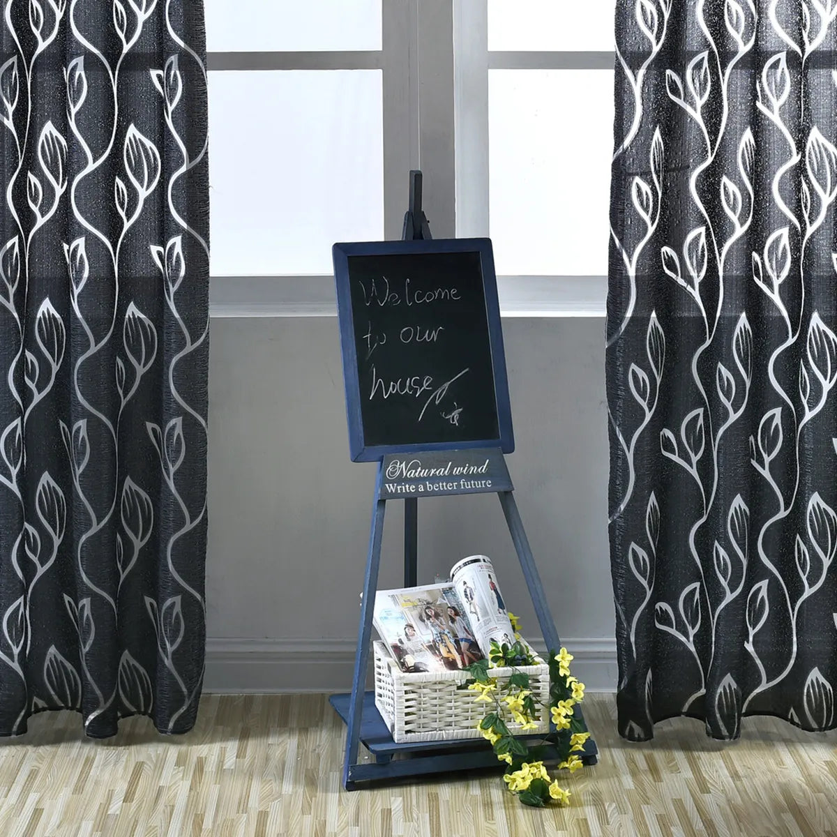 1 Panel Leaves Window Curtain Living Room Decor