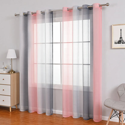 1 Panel Ombre Fenster Sheer Transparent Wohnzimmer Schlafzimmer Vorhänge Ösen
