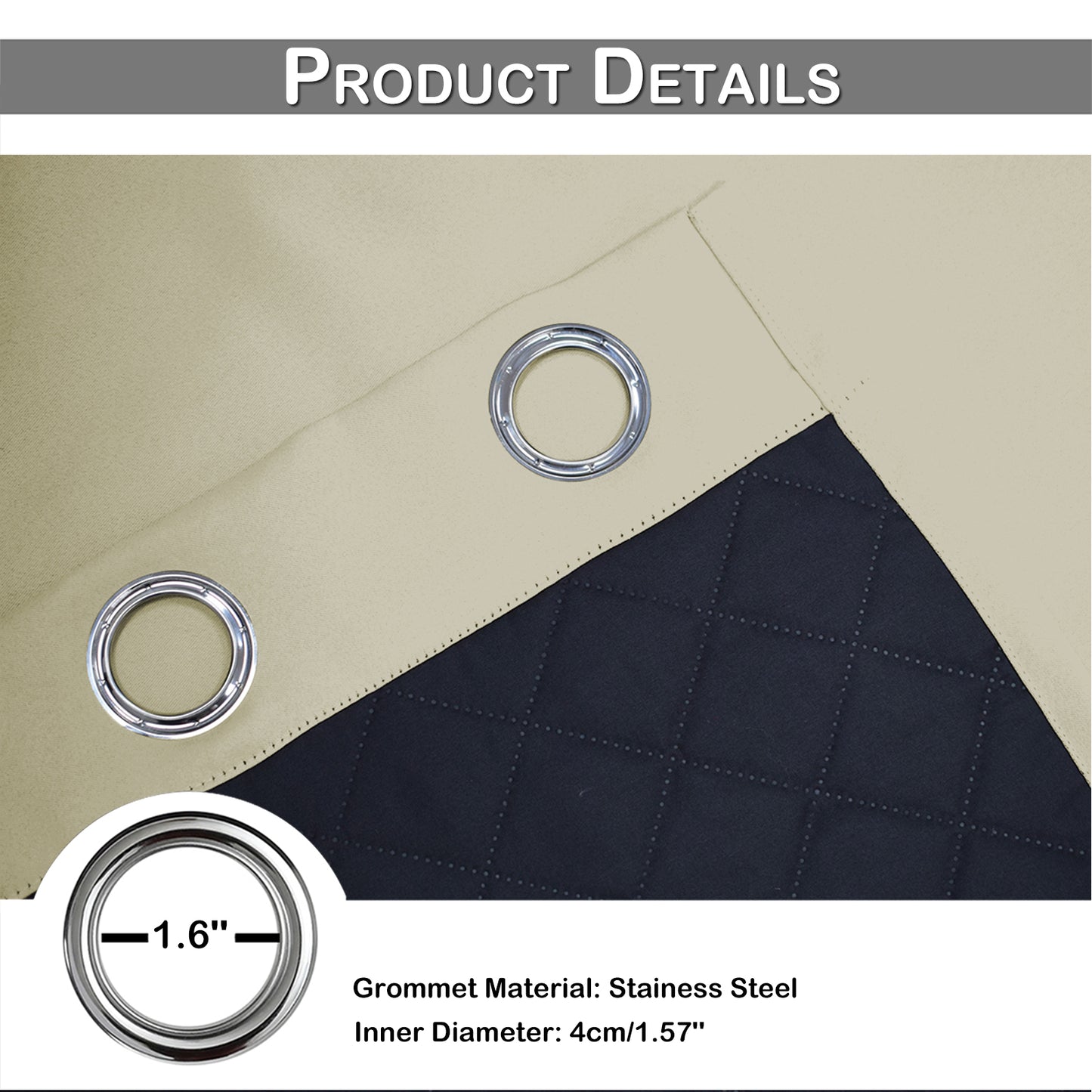 Outdoor Curtain – Waterproof, Windproof and Quilted, 100% Blackout, 1/2 Panel