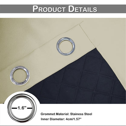 Outdoor Curtain – Waterproof, Windproof and Quilted, 100% Blackout, 1/2 Panel