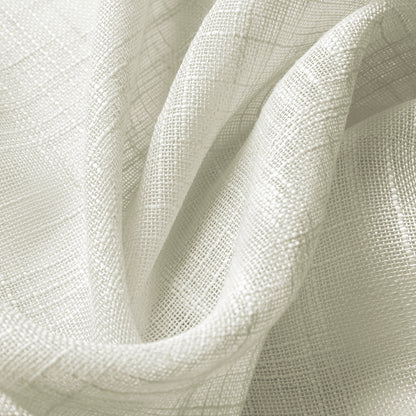 2 Short Linen-Look Sheer Curtains with Rod Pocket for Kitchen Bathroom Window