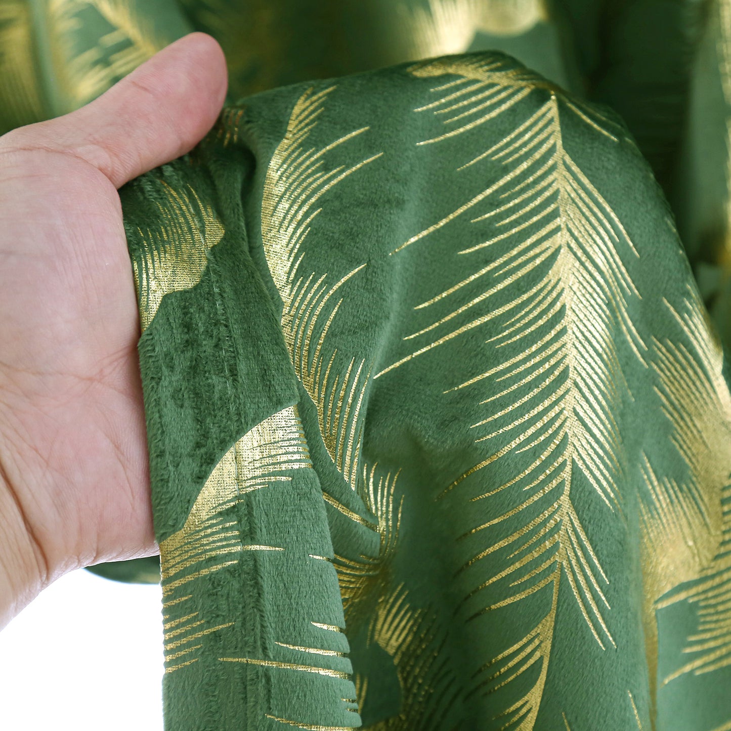 Rideaux de Noël en velours avec feuille d'or · Occultants · Rouge/Vert · 2 pièces