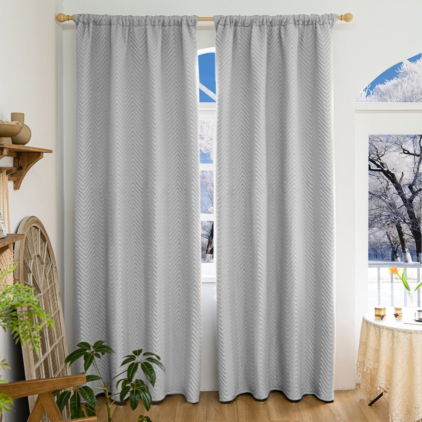 Rideau matelassé épais en peluche courte 100 % occultant et isolant thermique 1 panneau