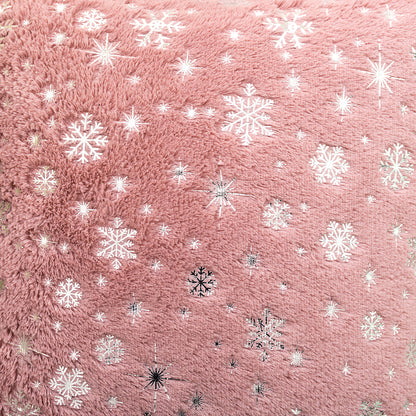 Soft plush pillowcase with snowflakes and gold embossing