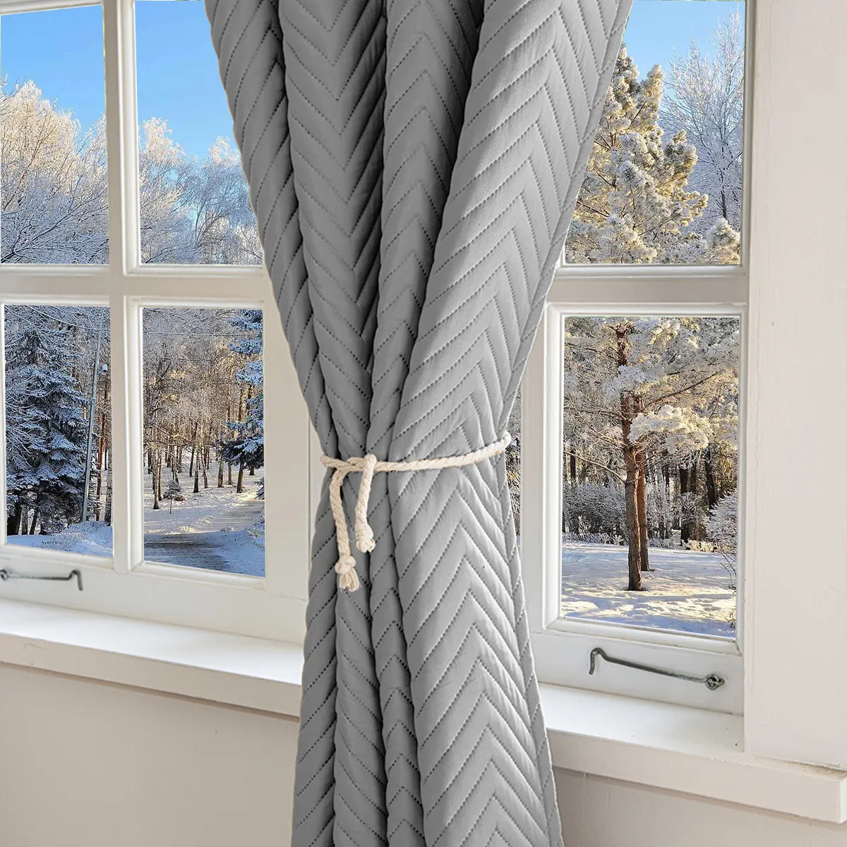 Rideau thermique épais sur mesure avec matelassage chevrons - Tessaro