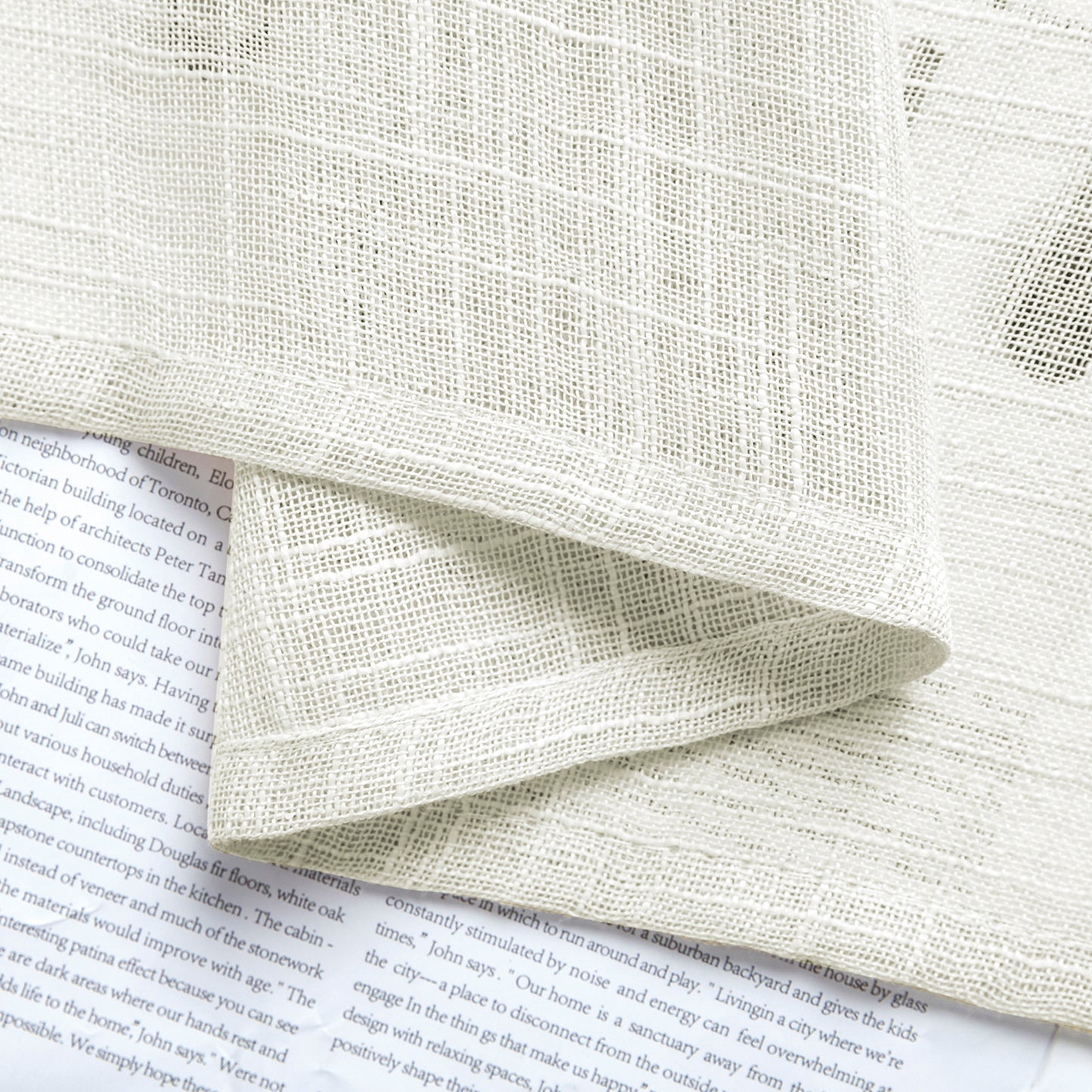 2 Short Linen-Look Sheer Curtains with Rod Pocket for Kitchen Bathroom Window