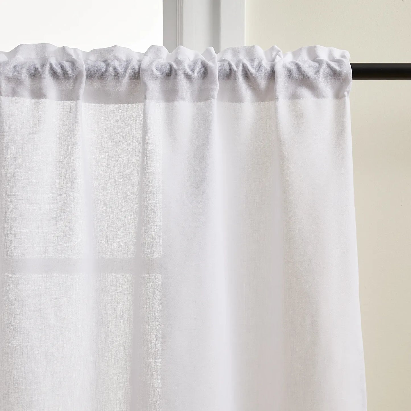 Transparent voile curtain in linen look, made to measure – Luvia