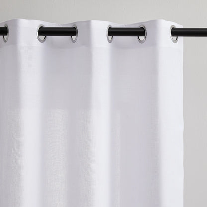Transparent voile curtain in linen look, made to measure – Luvia