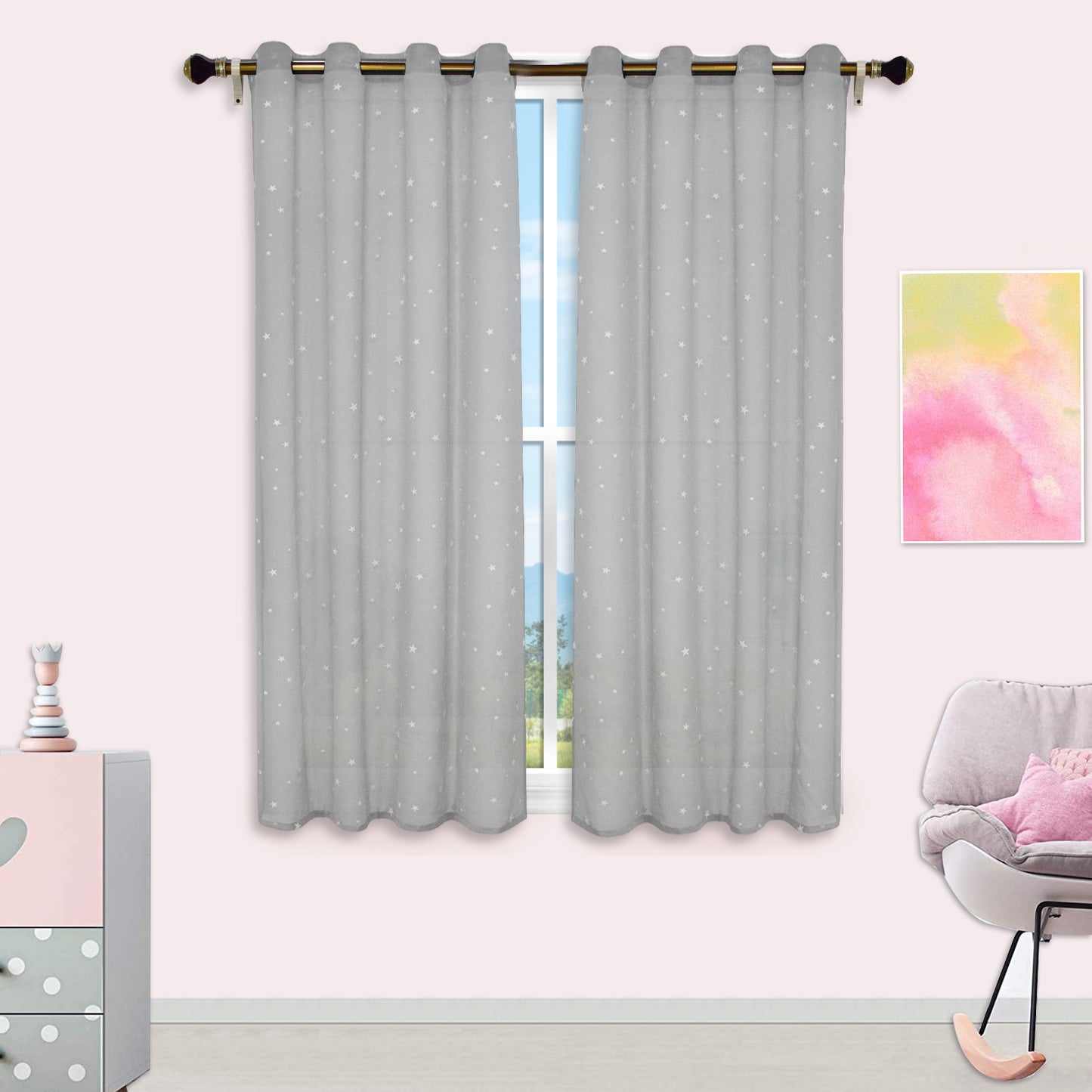 1 Panel Eyelets Window Sheer Curtains for Bedroom