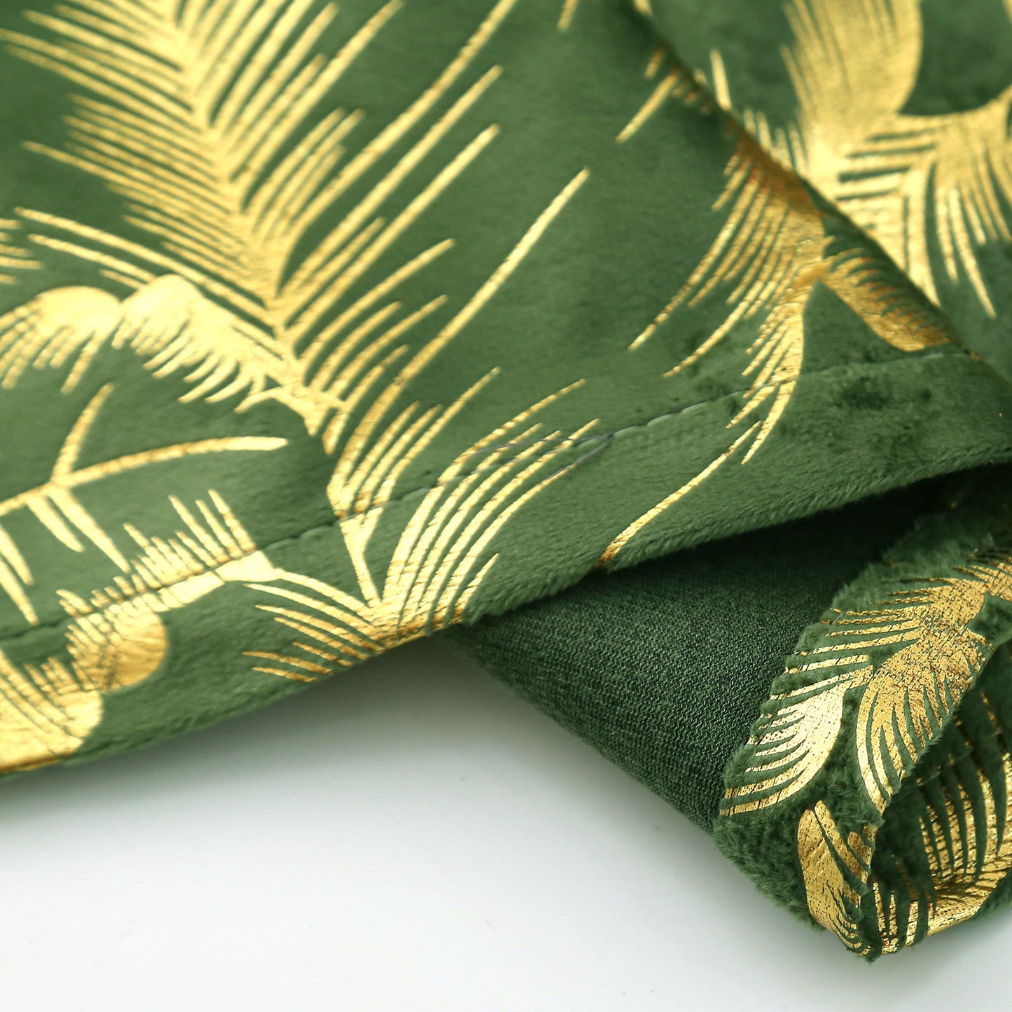 Rideaux de Noël en velours avec feuille d'or · Occultants · Rouge/Vert · 2 pièces