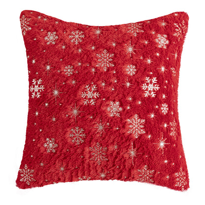 Soft plush pillowcase with snowflakes and gold embossing