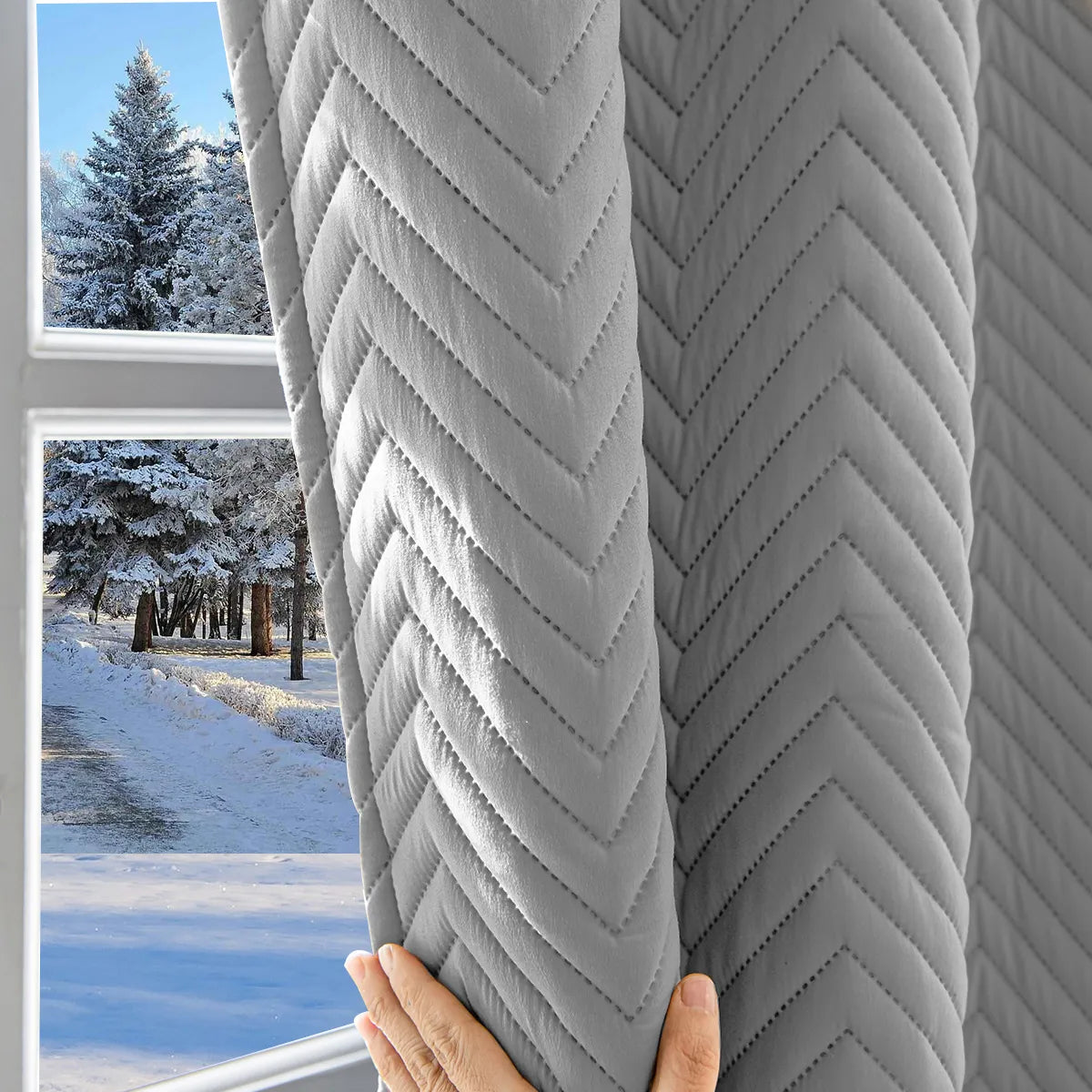 Rideau thermique épais sur mesure avec matelassage chevrons - Tessaro