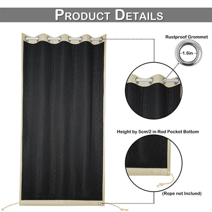 Outdoor Curtain – Waterproof, Windproof and Quilted, 100% Blackout, 1/2 Panel