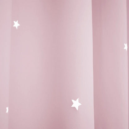 Blackout curtain with cut-out stars and overlay design