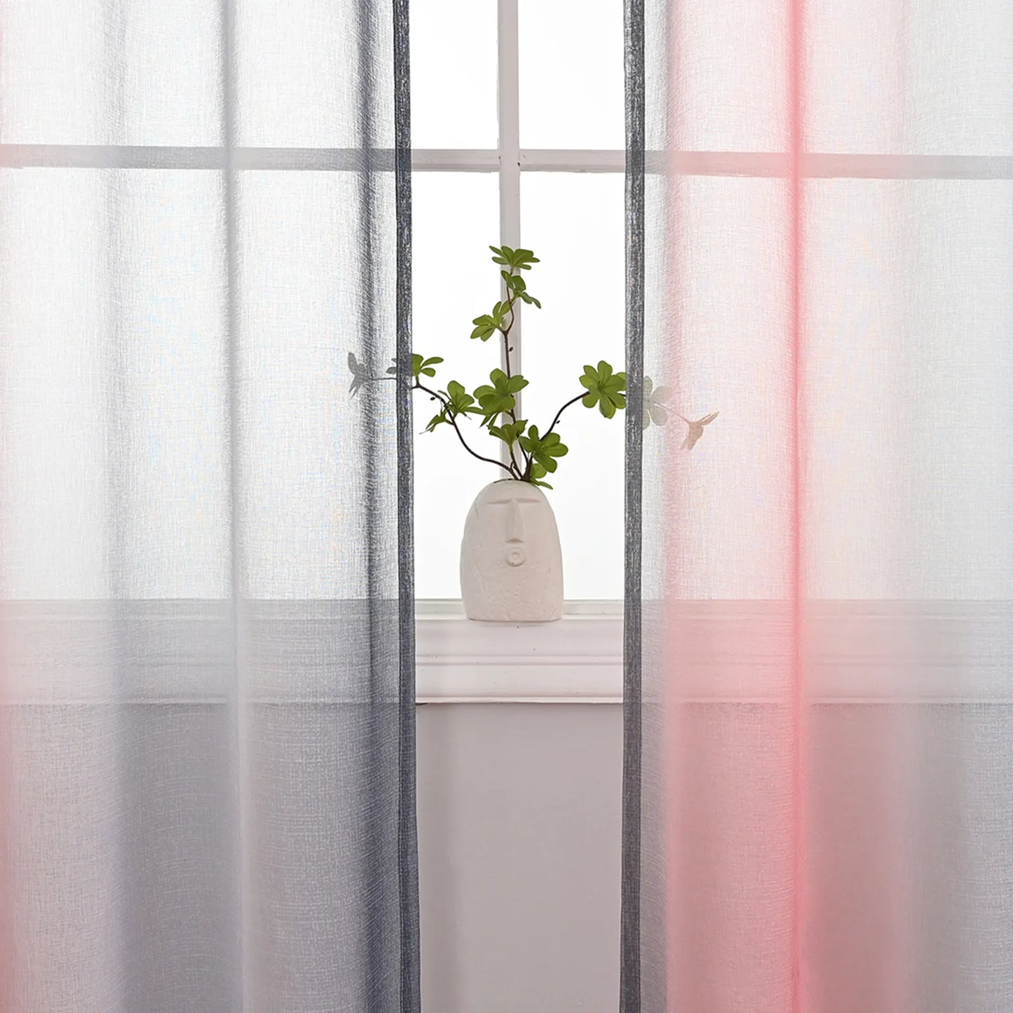1 Panel Ombre Fenster Sheer Transparent Wohnzimmer Schlafzimmer Vorhänge Ösen