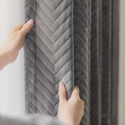 Rideau matelassé épais en peluche courte 100 % occultant et isolant thermique 1 panneau