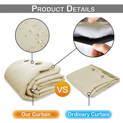 Outdoor Curtain – Waterproof, Windproof and Quilted, 100% Blackout, 1/2 Panel