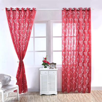 1 Panel Leaves Window Curtain Living Room Decor