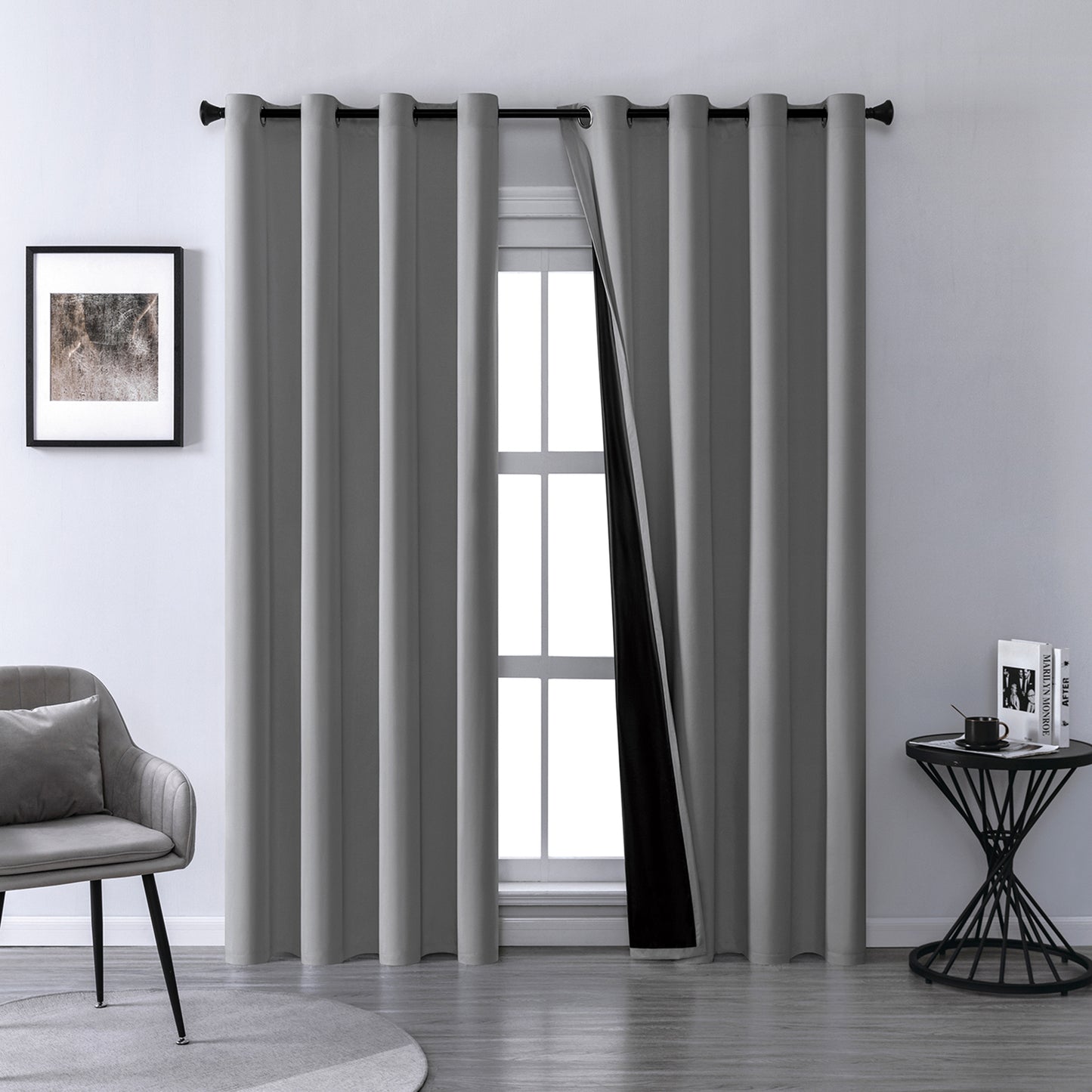 Set of 2 ultra-lightweight 100% blackout curtains with eyelets for bedrooms and living rooms