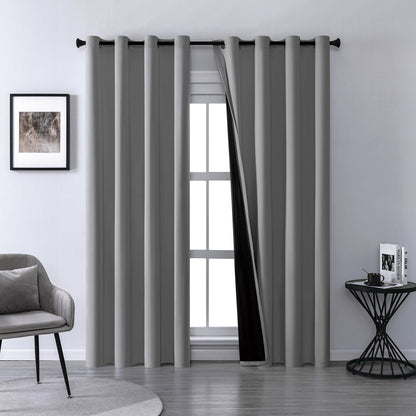 Set of 2 ultra-lightweight 100% blackout curtains with eyelets for bedrooms and living rooms