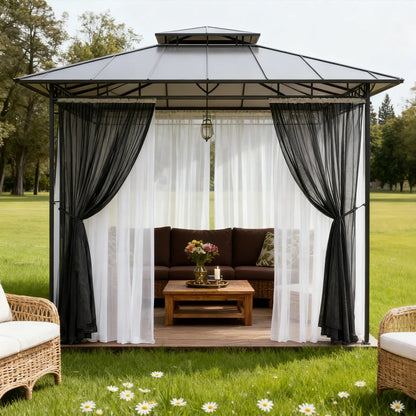Double-layered outdoor curtain made to measure with mosquito net · Solmara