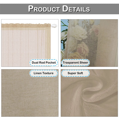 1 Panel Waterproof Short Sheer Tier Curtain