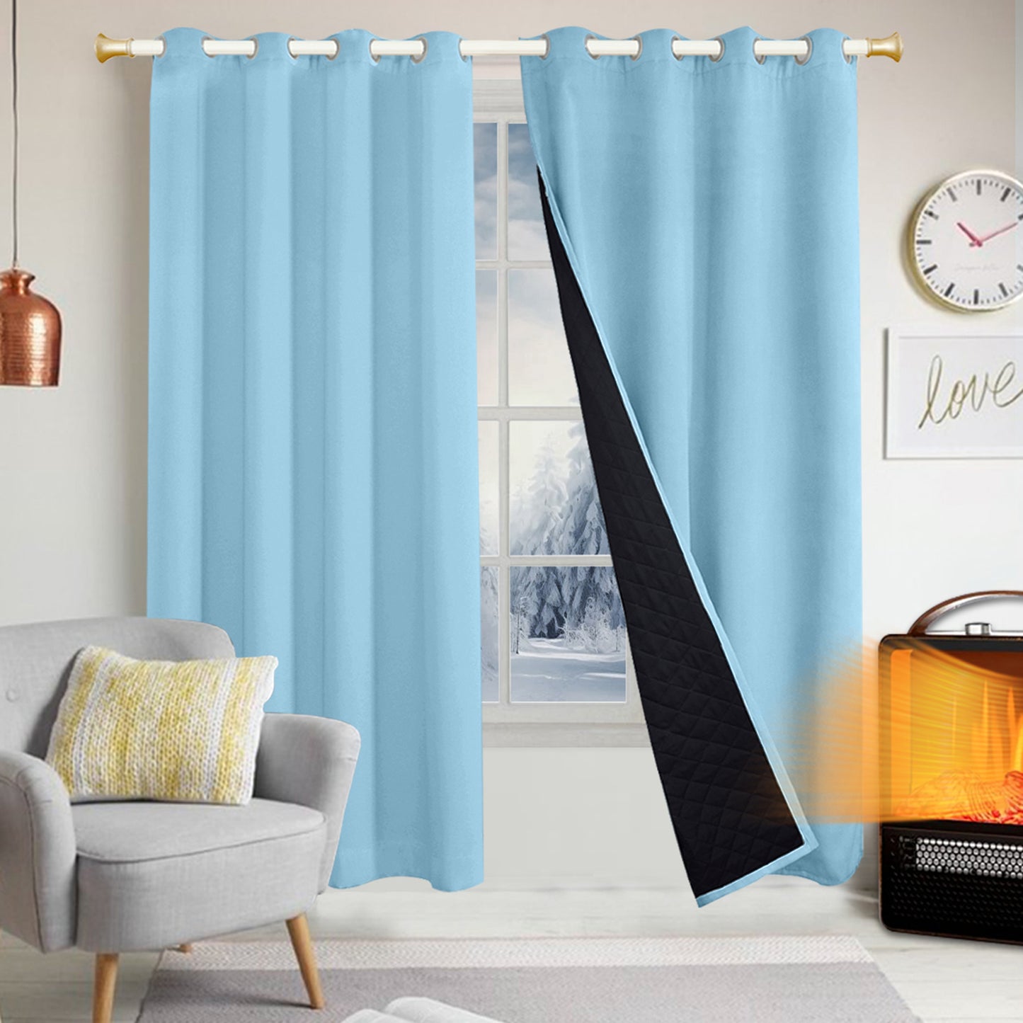 Outdoor Curtain – Waterproof, Windproof and Quilted, 100% Blackout, 1/2 Panel