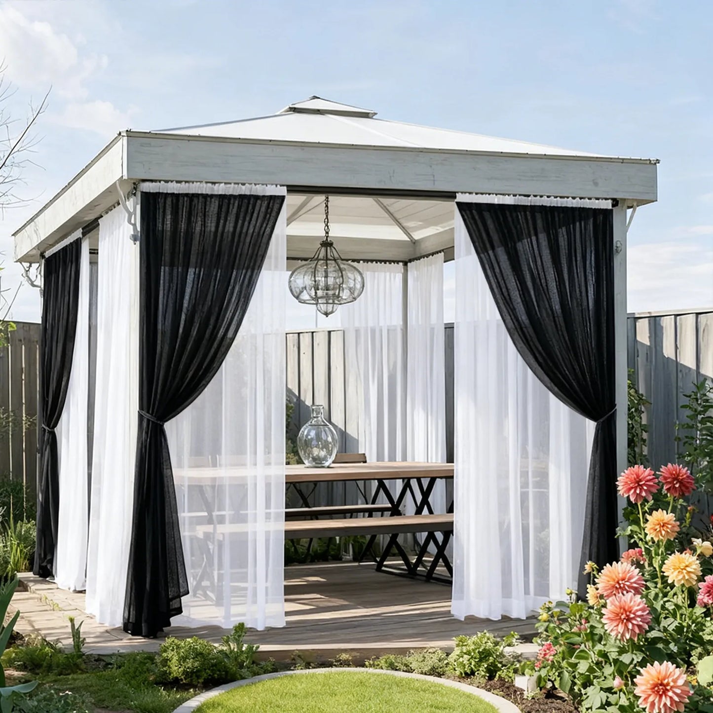 Double-layered outdoor curtain made to measure with mosquito net · Solmara