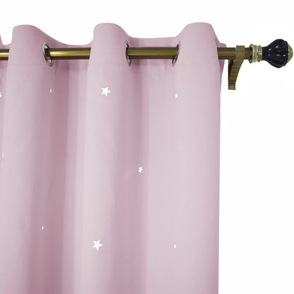 Blackout curtain with cut-out stars and overlay design