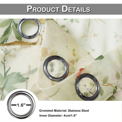 Floral Gauze Sheer Curtains, 1 Panel, Cream, 132x160cm/132x213cm/132x244cm