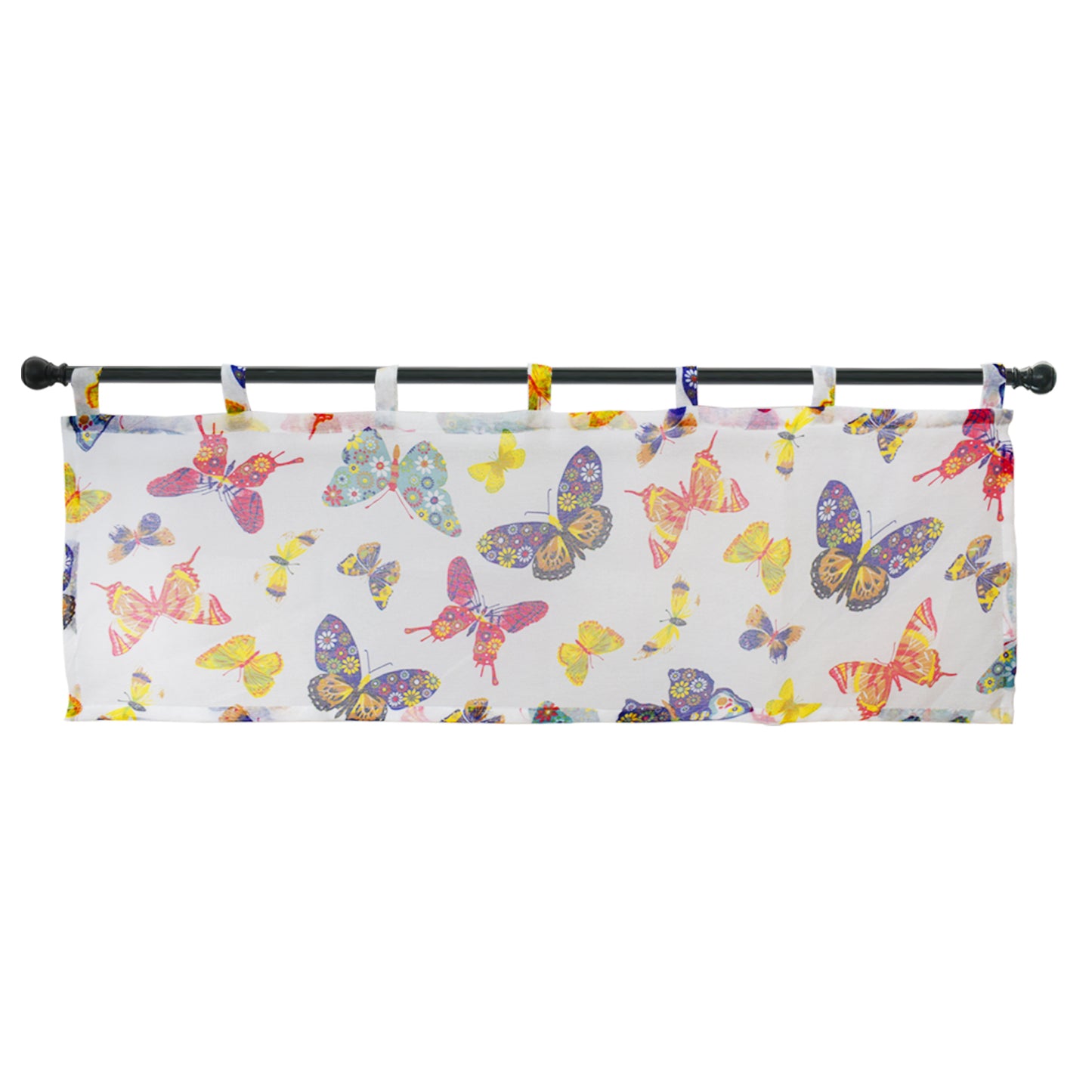 Butterfly Short Curtains, 1 Panel, White, 132*46cm/132*61cm/132*76cm/132*91cm