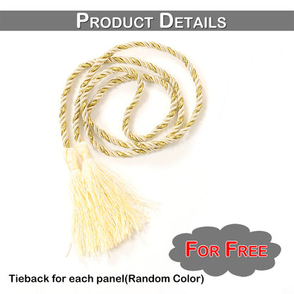 Linen Solid Curtains, 1 Panel, Beige, 132x160cm/132x213cm/132x241cm