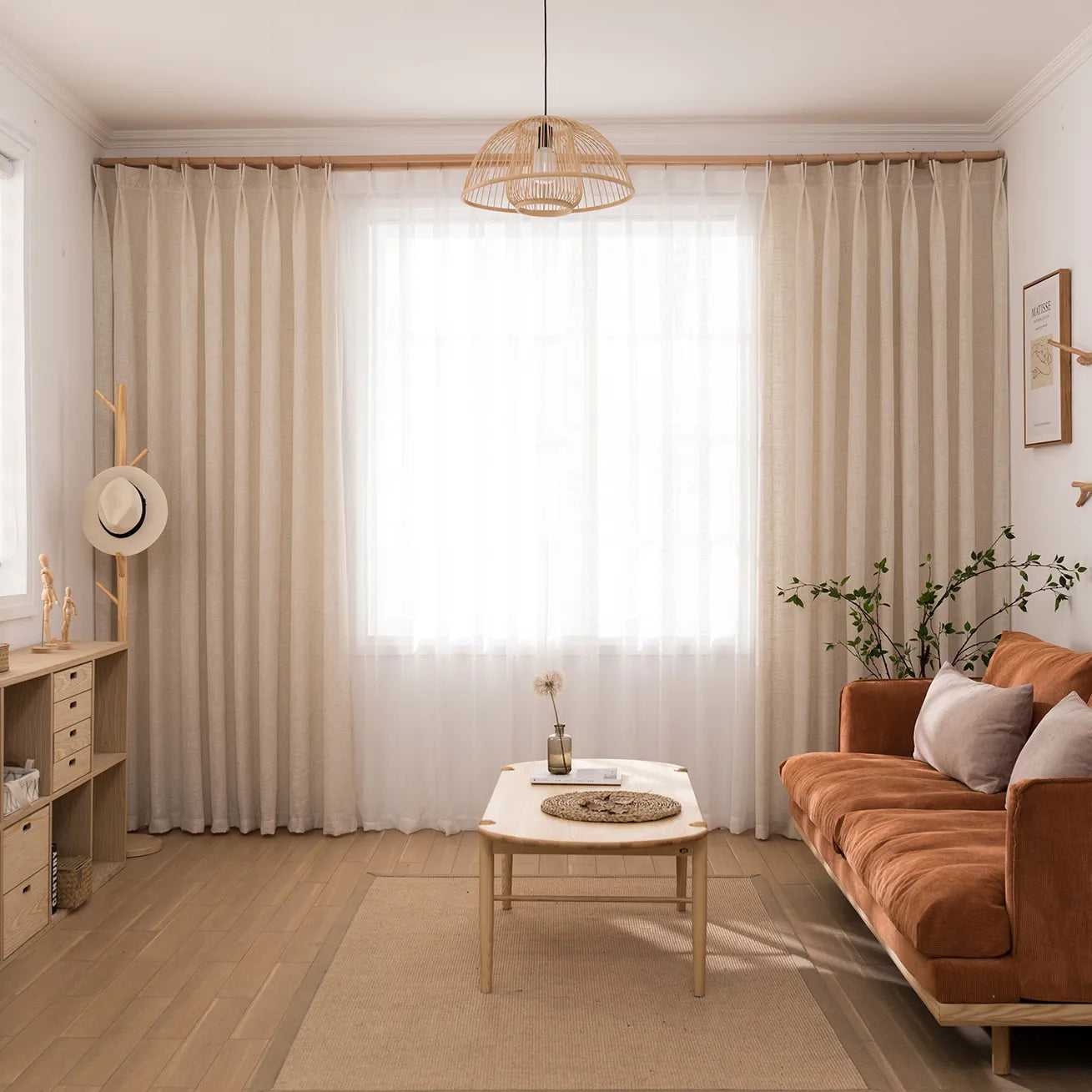 Transparente Voile Gardine mit natürlicher Leinenstruktur – Elunor