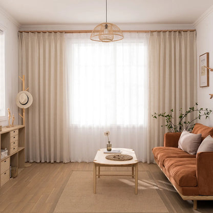 Transparente Voile Gardine mit natürlicher Leinenstruktur – Elunor