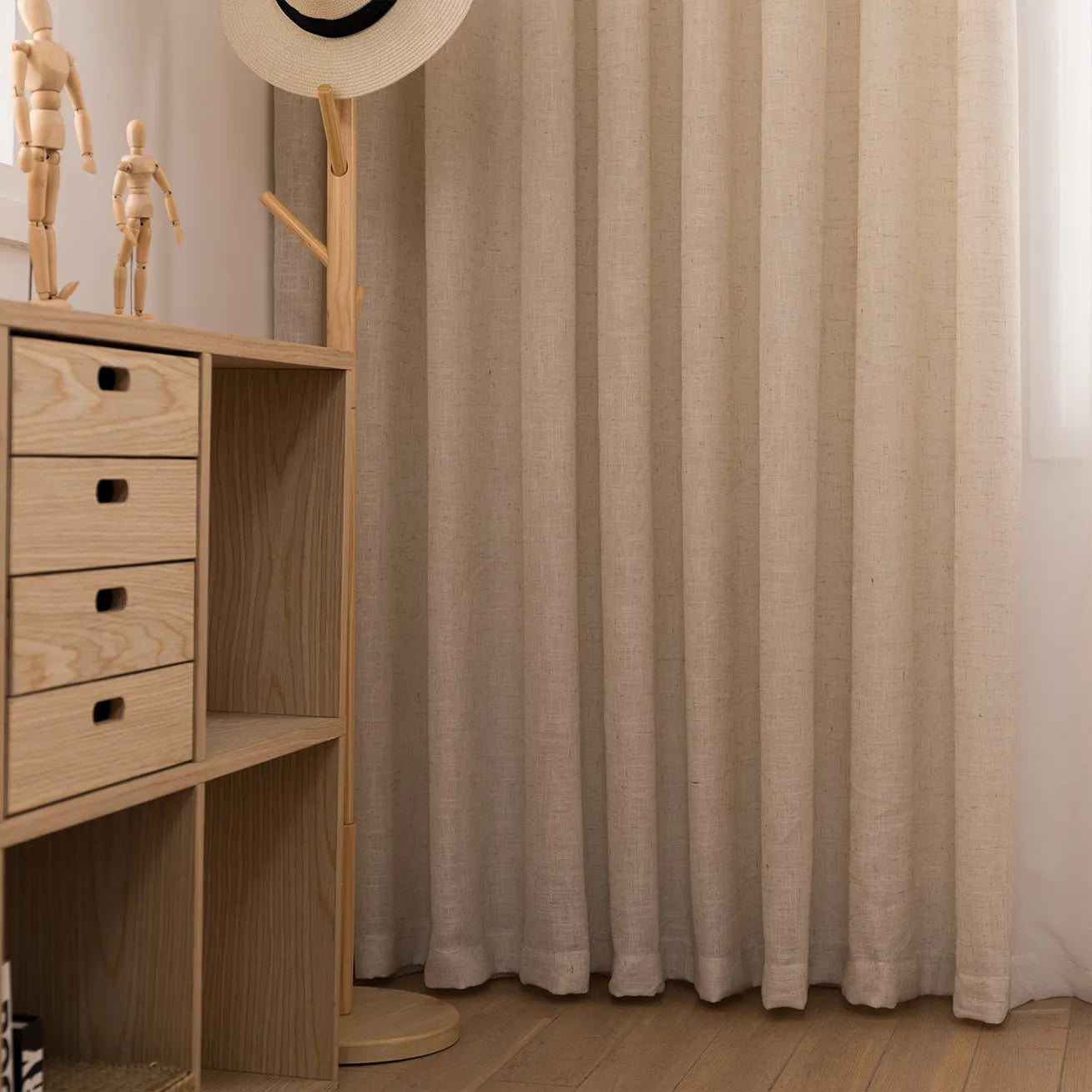 Transparente Voile Gardine mit natürlicher Leinenstruktur – Elunor