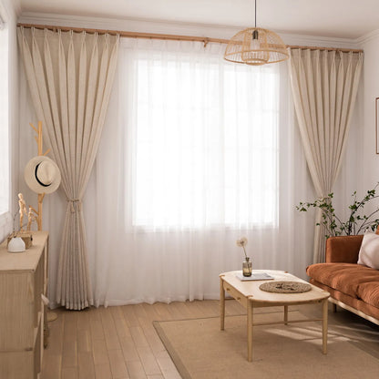 Transparente Voile Gardine mit natürlicher Leinenstruktur – Elunor