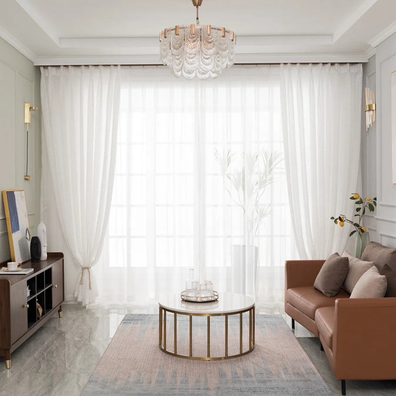 Voilage transparent à l'aspect tissé texturé – Elvane