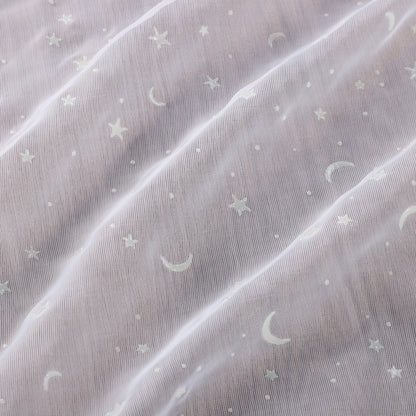2 Voile Vorhänge mit nachleuchtenden Sternen und Mond