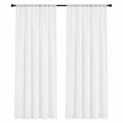2 Voile Vorhänge mit nachleuchtenden Sternen und Mond