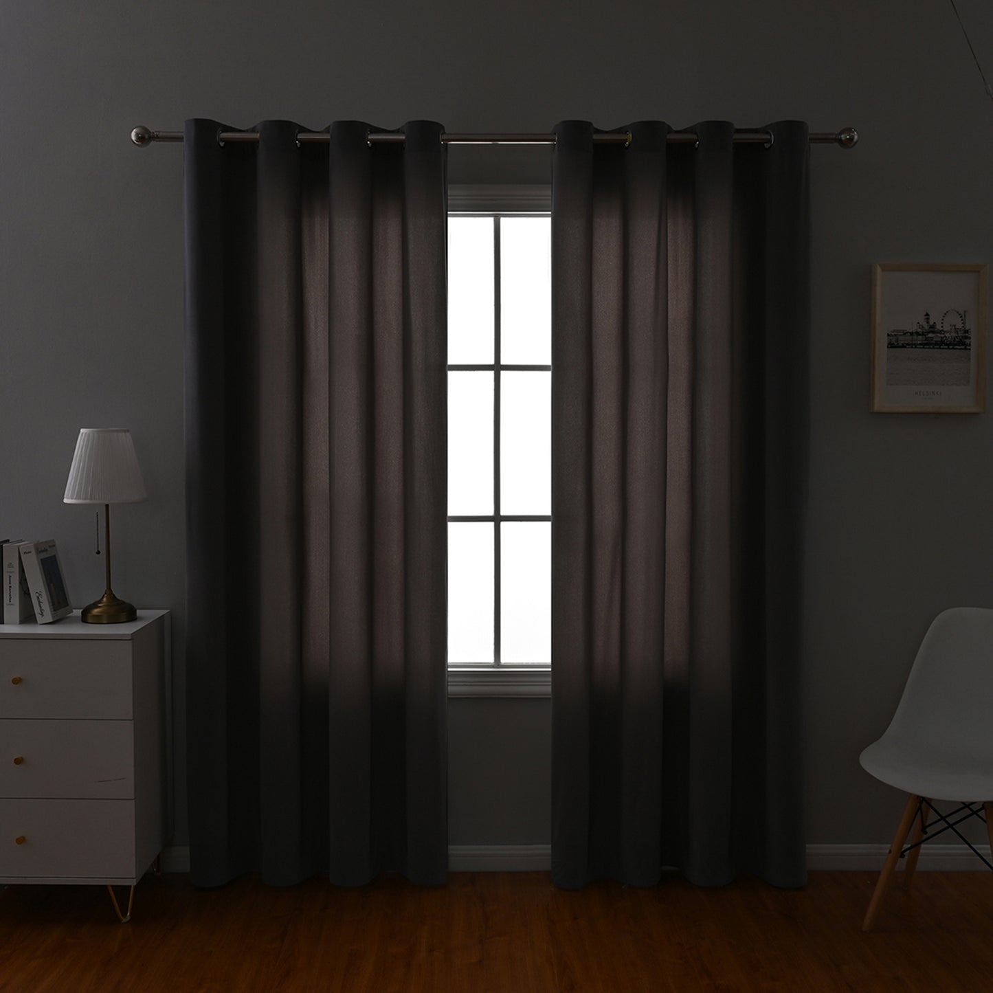 Frosted Fleece Curtains, 1 Panel, Gray, 132*164cm/132*214cm/132*241cm