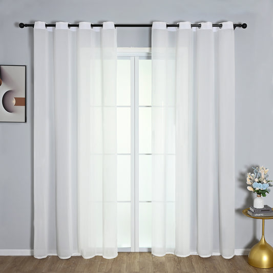 Rideaux transparents en mousseline de soie, 1 panneau, blanc, 140 x 145 cm/140 x 265 cm