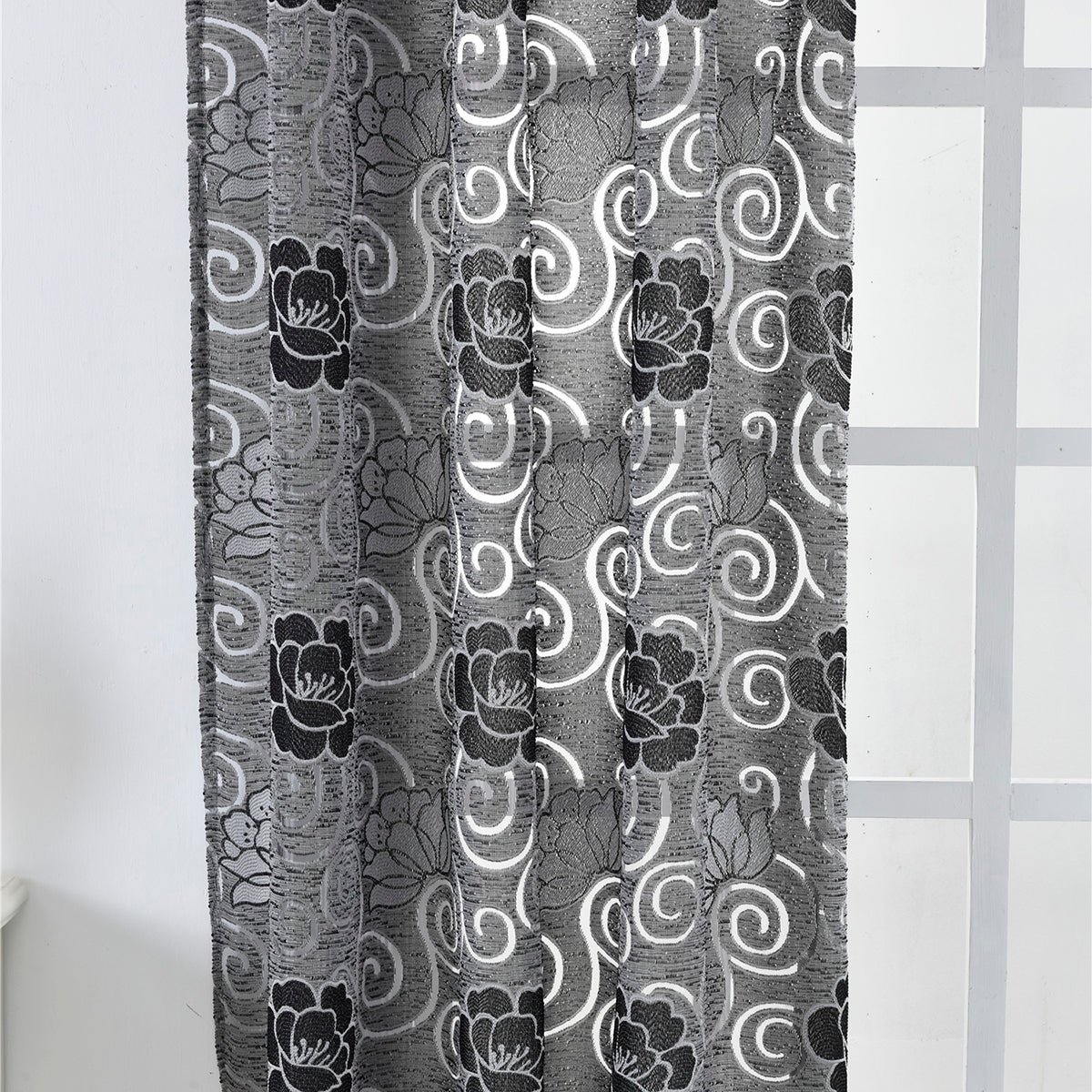 Rideaux transparents en seersucker, 1 panneau, gris, 100x130cm/100x200cm/100x250cm