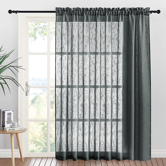 Rideaux transparents texturés, 1 panneau, gris, 132x160cm/132x210cm/132x240cm/132x270cm