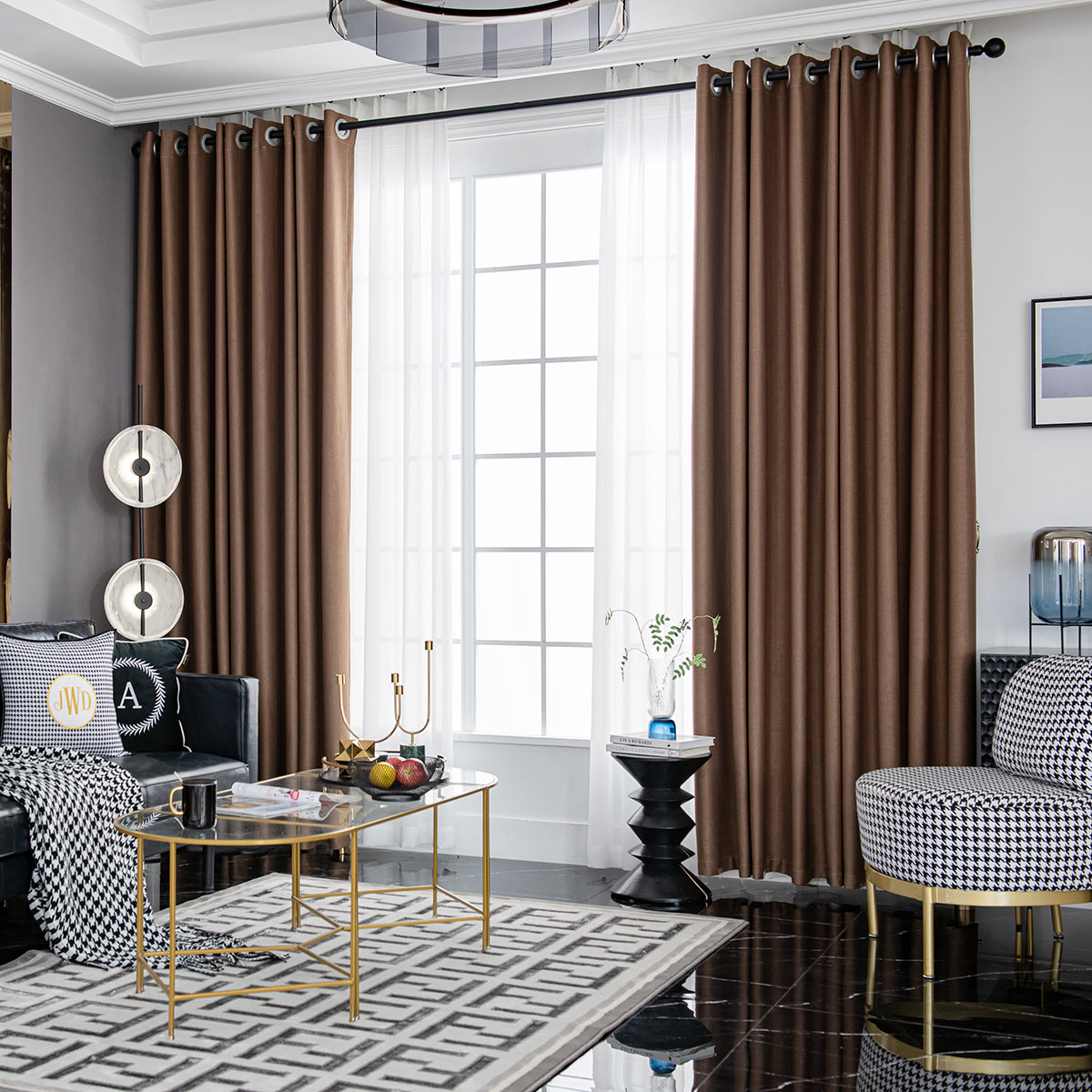 100% Blackout Curtains, 1 Panel, Brown, 100*130cm/134*160cm/134*210cm/134*245cm