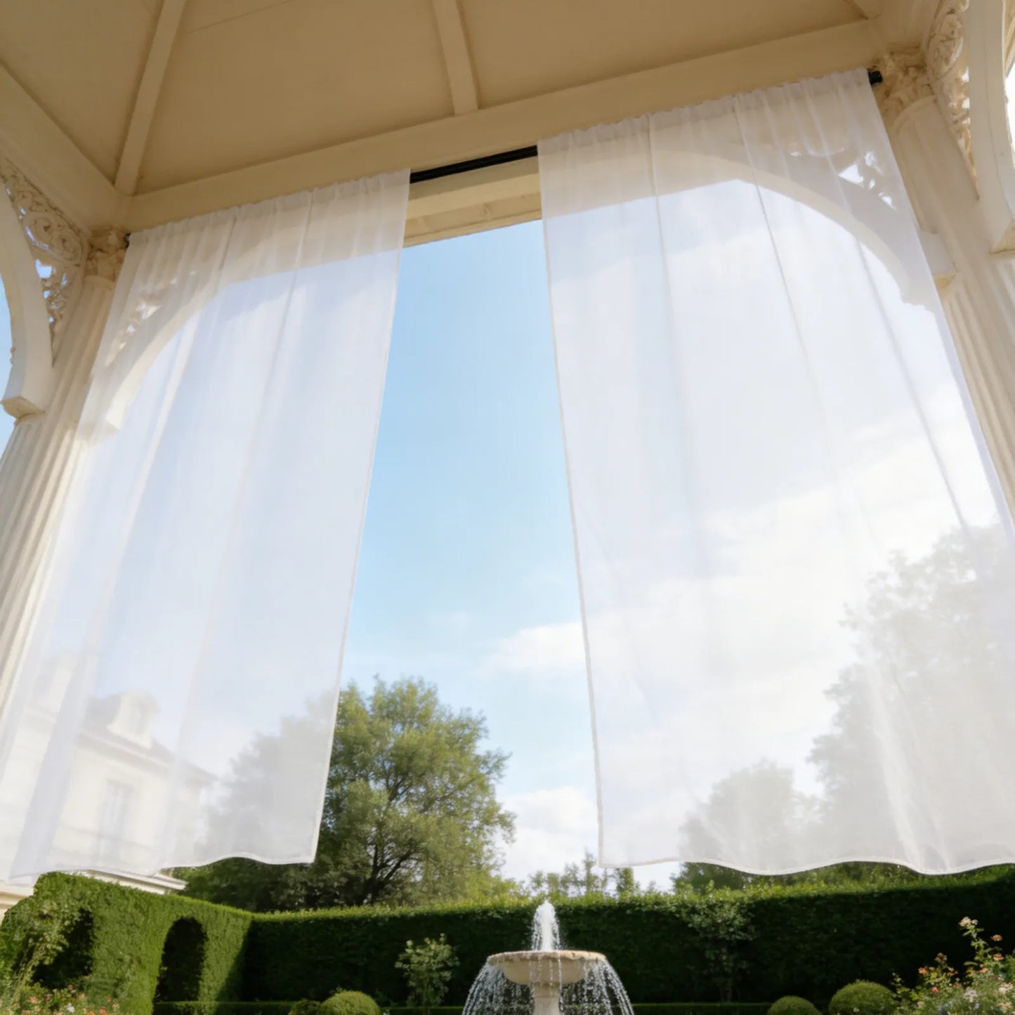 Lightweight outdoor voile curtain made to measure · Alviora