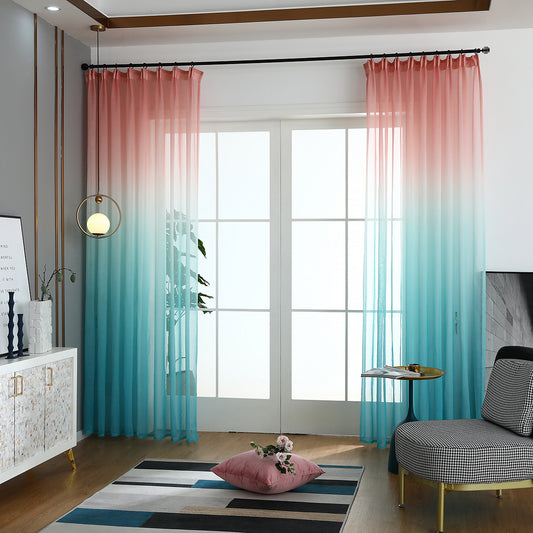 Gradient Sheer Curtains, 1 Panel, Pink-Blue, 100*250cm/140*260cm