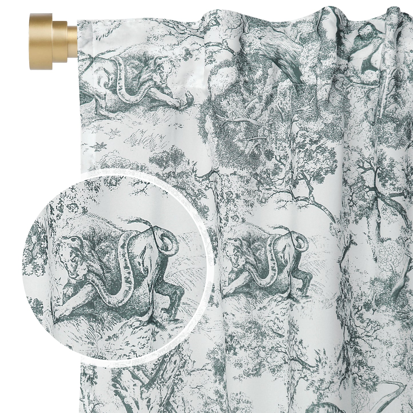 Jungle Motif Transparent Curtain Grey